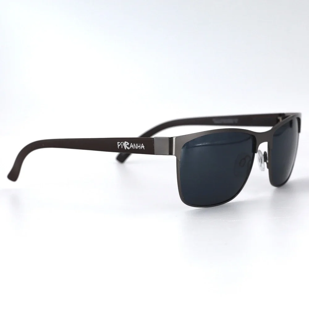 Piranha Sunglasses Mens Brown‎ Polarized Rectangular Metal Frame Shades 64343